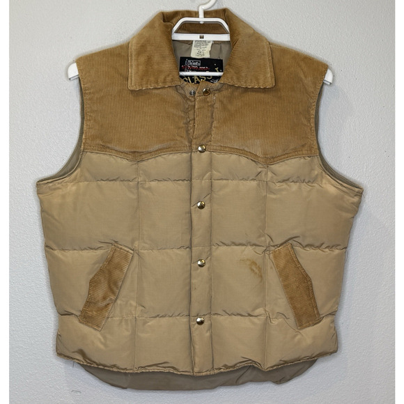 Vintage Walls Blizzard Pruf Class I Down Puffer Vest Mens Size 44 Regular Tan - Picture 1 of 8